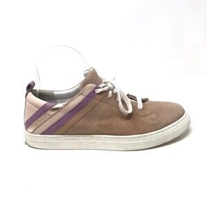 Seychelles Stand Out Blush Suede Leather Women's Size 8.5 Striped Sneakers Shoes